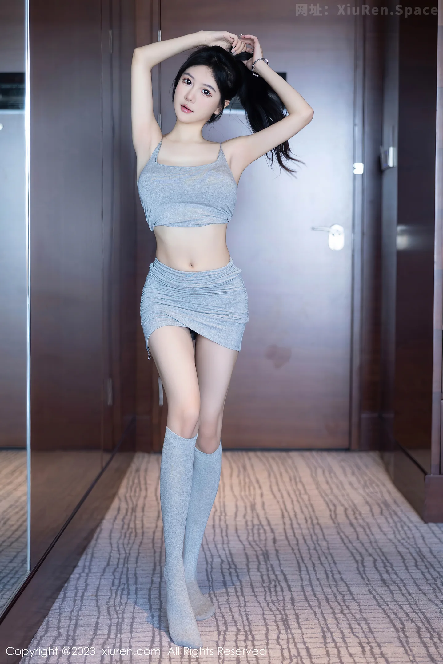 图片[4]-[Xiuren秀人网] 2023.09.28 VOL.7464 模特合集幼幼＆唐宁宁私房性感黑色情趣服配黑丝裤袜魅惑写真94P-秀人网官方网站